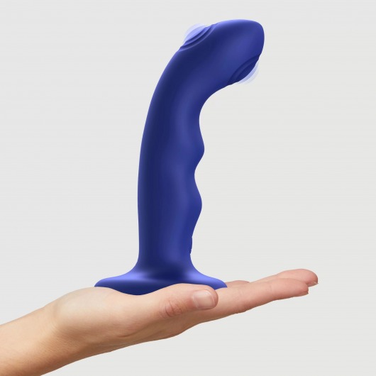 Синяя насадка-стимулятор Strap-On-Me Tapping Dildo Wave - Strap-on-me - купить с доставкой в Димитровграде