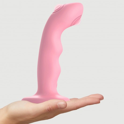 Розовая насадка-стимулятор Strap-On-Me Tapping Dildo Wave - Strap-on-me - купить с доставкой в Димитровграде