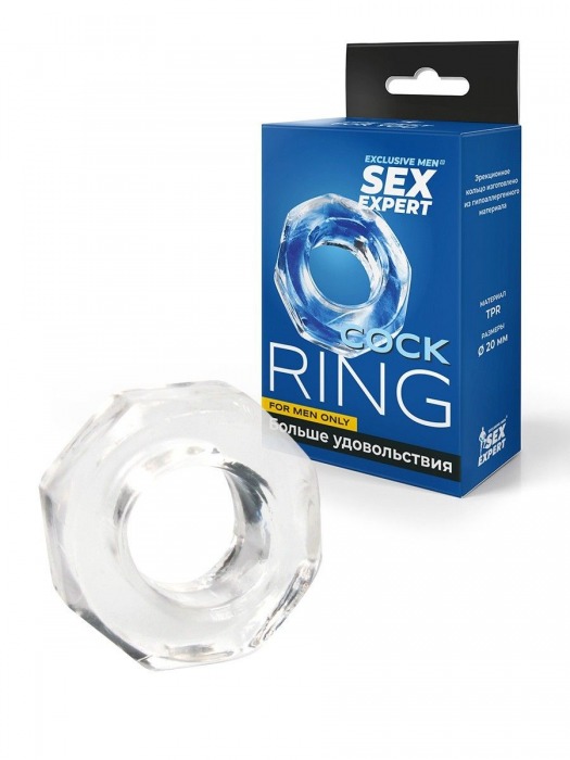 Прозрачное эрекционное кольцо в форме гайки - Sex Expert - в Димитровграде купить с доставкой