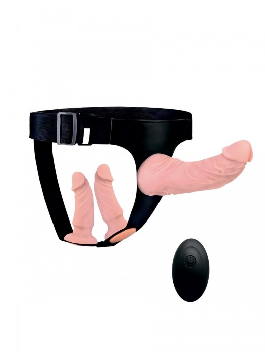 Женский страпон с 3 насадками и вибрацией - Erowoman-Eroman - купить с доставкой в Димитровграде