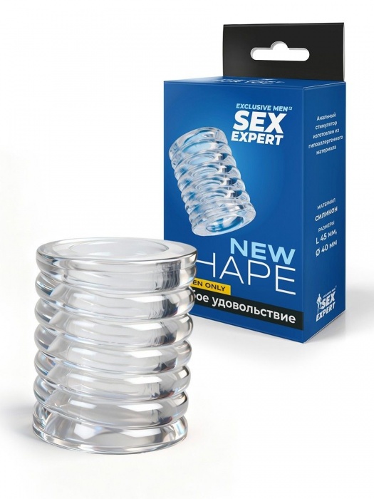 Прозрачная сквозная насадка на пенис с ребрышками - Sex Expert - в Димитровграде купить с доставкой