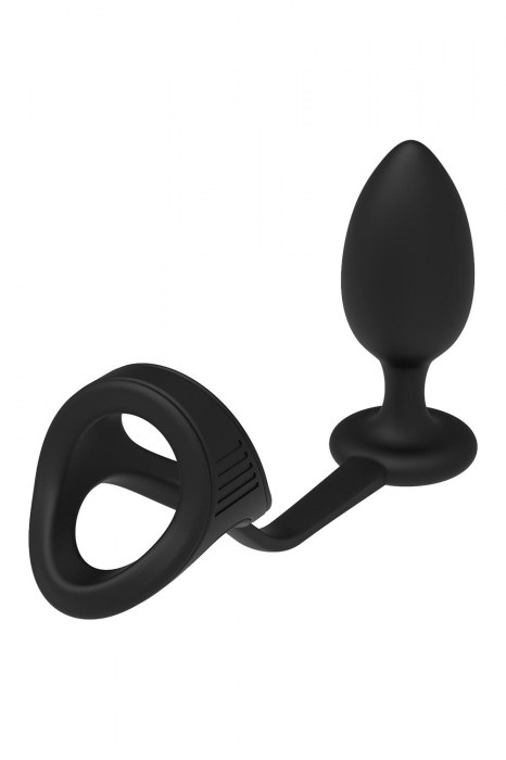 Черное эрекционное кольцо с анальной пробкой Cockstrap With Anal Plug - Dream Toys - в Димитровграде купить с доставкой