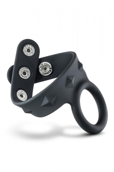 Черное эрекционное кольцо с подхватом мошонки на кнопках VS6 - Blush Novelties - в Димитровграде купить с доставкой