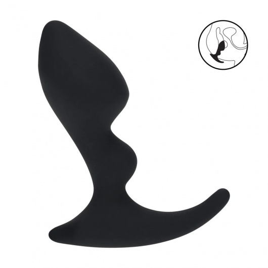 Черная анальная пробка для массажа простаты Double Ripple Silicone Prostate Massager - Shots Media BV - в Димитровграде купить с доставкой