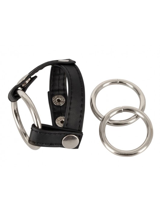 Подхват для мошонки с 3 съемными эрекционными кольцами Leder-Riemen - Orion - в Димитровграде купить с доставкой