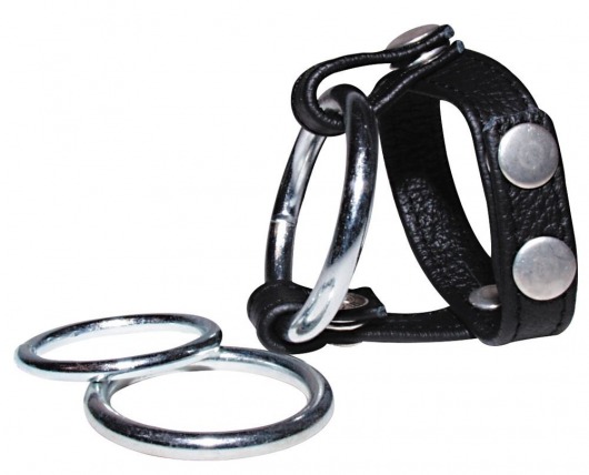 Подхват для мошонки с 3 съемными эрекционными кольцами Leder-Riemen - Orion - в Димитровграде купить с доставкой