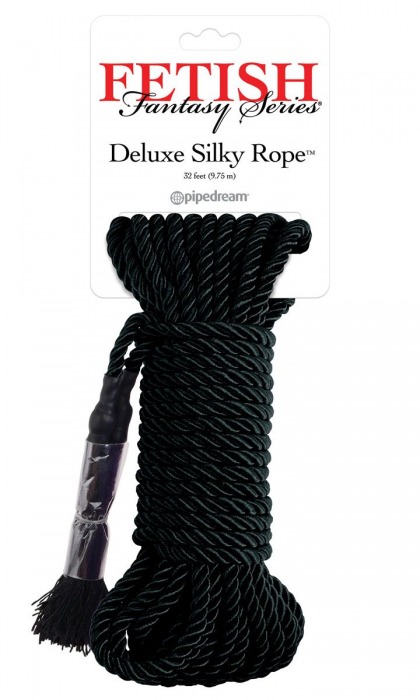 Черная веревка для фиксации Deluxe Silky Rope - 9,75 м. - Pipedream - купить с доставкой в Димитровграде