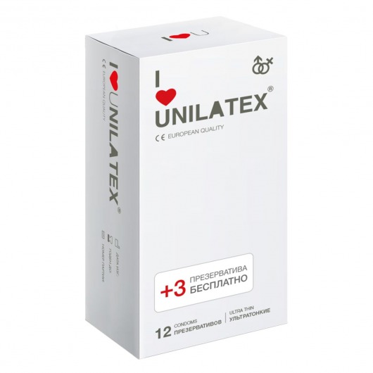 Ультратонкие презервативы Unilatex Ultra Thin - 12 шт. + 3 шт. в подарок - Unilatex - купить с доставкой в Димитровграде