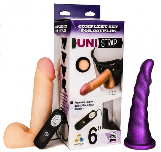 Вибрострапон с двумя насадками UniStrap - 18 и 18 см. - LOVETOY (А-Полимер) - купить с доставкой в Димитровграде