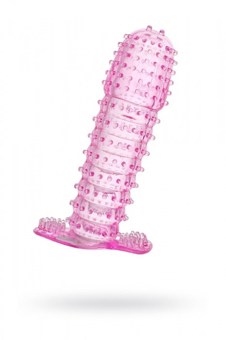 Гелевая розовая насадка с шипами - 12 см. - Toyfa Basic - в Димитровграде купить с доставкой