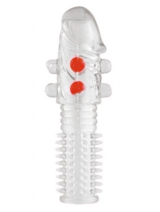 Гелевая прозрачная насадка с шариками и шипами - 14 см. - Toyfa Basic - в Димитровграде купить с доставкой