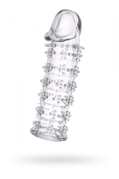 Гелевая прозрачная насадка с шипами - 12 см. - Toyfa Basic - в Димитровграде купить с доставкой