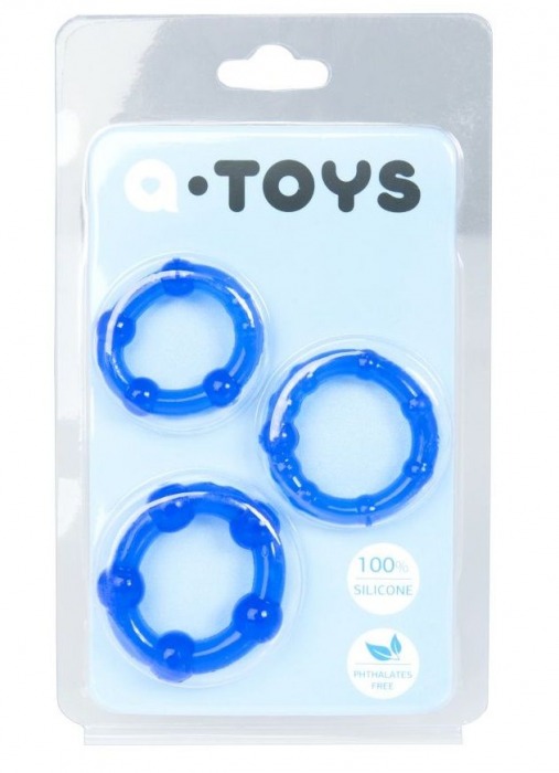 Набор из 3 синих эрекционных колец A-toys - A-toys - в Димитровграде купить с доставкой