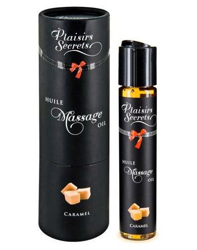 Массажное масло с ароматом карамели Huile de Massage Gourmande Caramel - 59 мл. - Plaisir Secret - купить с доставкой в Димитровграде