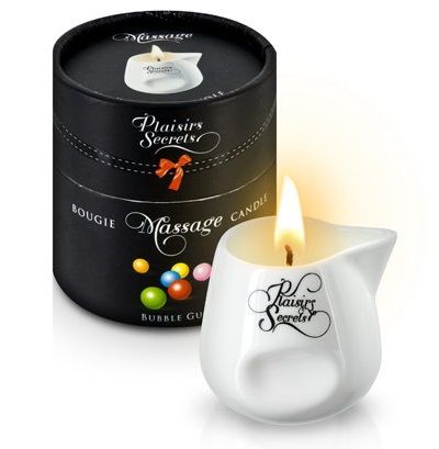 Массажная свеча с ароматом бубль-гума Bougie de Massage Gourmande Bubble Gum - 80 мл. - Plaisir Secret - купить с доставкой в Димитровграде
