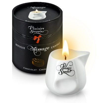 Массажная свеча с ароматом шоколада Bougie de Massage Gourmande Chocolat - 80 мл. - Plaisir Secret - купить с доставкой в Димитровграде