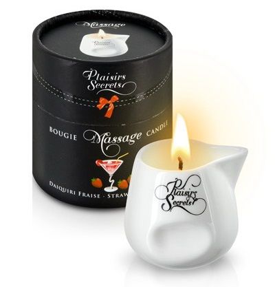 Массажная свеча с ароматом клубничного дайкири Bougie de Massage Daikiri Fraise - 80 мл. - Plaisir Secret - купить с доставкой в Димитровграде