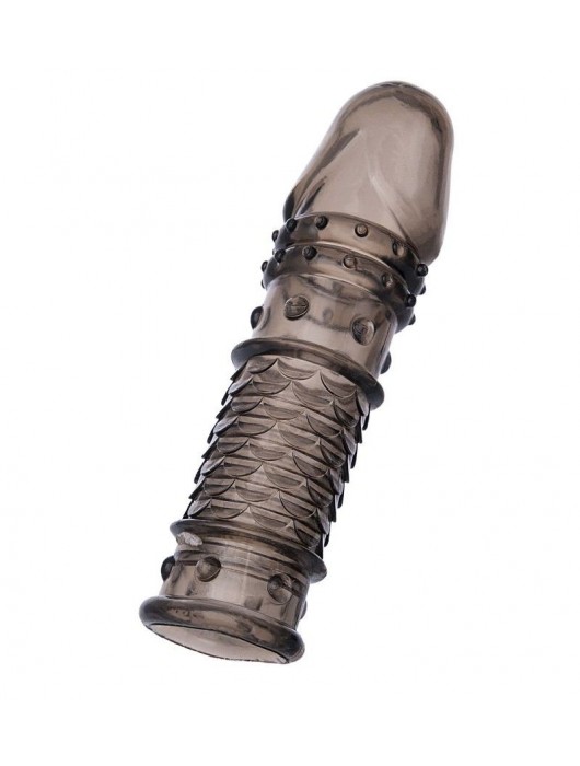 Дымчатая закрытая насадка ToyFa XLover с чешуйками и пупырышками - 13,5 см. - ToyFa - в Димитровграде купить с доставкой