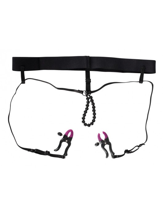 Трусики с зажимами для половых губ и бусинками для массажа промежности - Orion - купить с доставкой в Димитровграде