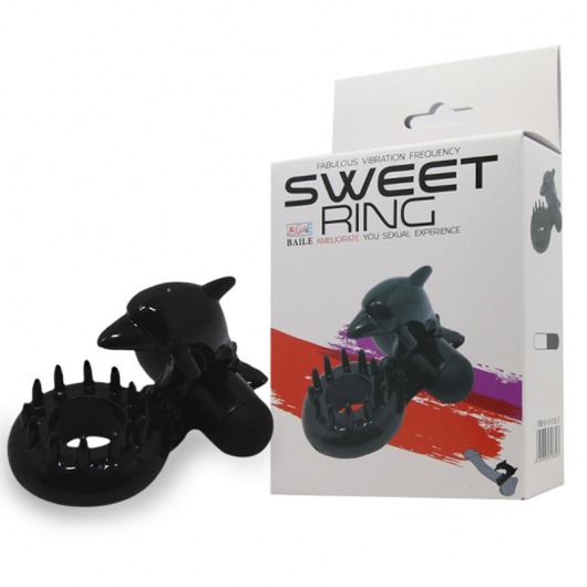 Чёрное эрекционное виброкольцо Sweet Ring с дельфинчиком - Baile - в Димитровграде купить с доставкой