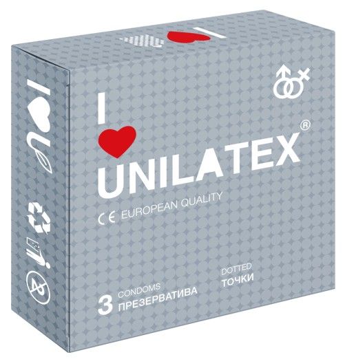 Презервативы с точками Unilatex Dotted - 3 шт. - Unilatex - купить с доставкой в Димитровграде