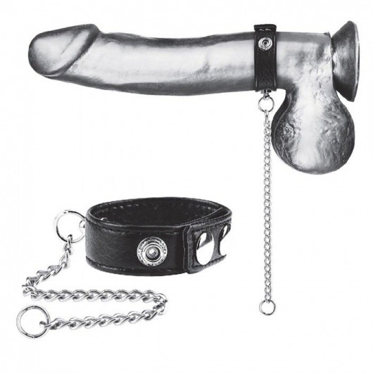 Утяжка на пенис с поводком Snap Cock Ring With 12  Leash - BlueLine - купить с доставкой в Димитровграде