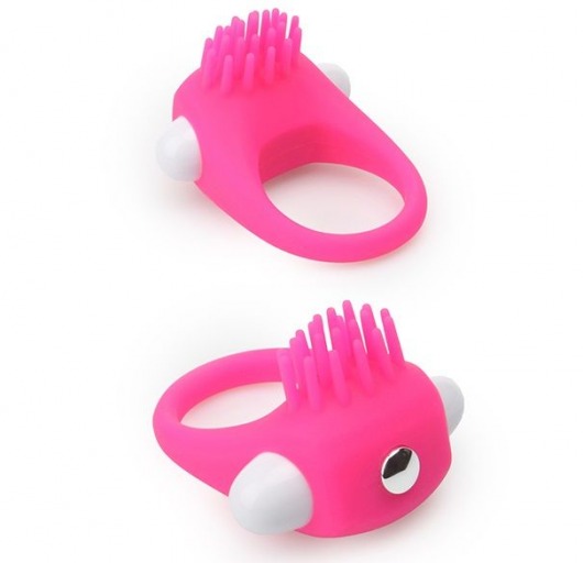 Розовое эрекционное кольцо с щеточкой LIT-UP SILICONE STIMU RING 5 - Dream Toys - в Димитровграде купить с доставкой