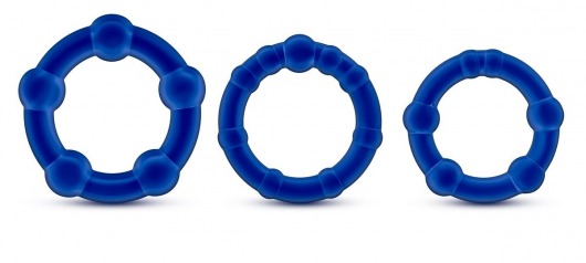 Набор из 3 синих эрекционных колец Stay Hard Beaded Cockrings - Blush Novelties - в Димитровграде купить с доставкой