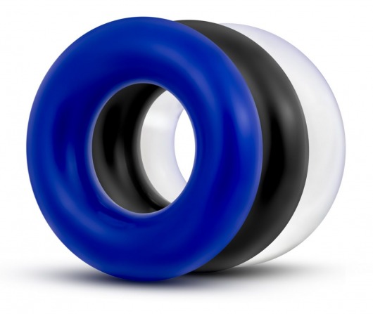 Набор из 3 разноцветных колец Stay Hard Donut Rings - Blush Novelties - в Димитровграде купить с доставкой