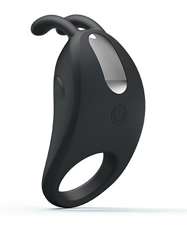 Чёрное эрекционное кольцо с вибрацией Rabbit Vibrator - Baile - в Димитровграде купить с доставкой