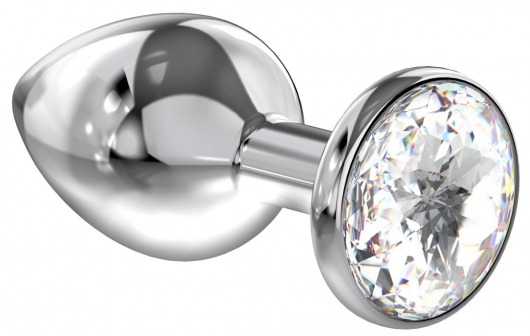 Большая серебристая анальная пробка Diamond Clear Sparkle Large с прозрачным кристаллом - 8 см. - Lola Games - купить с доставкой в Димитровграде
