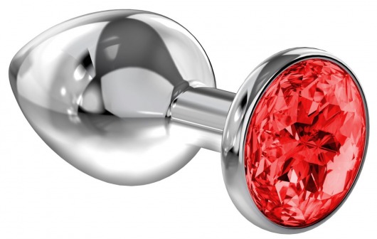 Большая серебристая анальная пробка Diamond Red Sparkle Large с красным кристаллом - 8 см. - Lola Games - купить с доставкой в Димитровграде