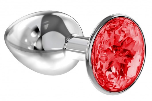 Малая серебристая анальная пробка Diamond Red Sparkle Small с красным кристаллом - 7 см. - Lola Games - купить с доставкой в Димитровграде