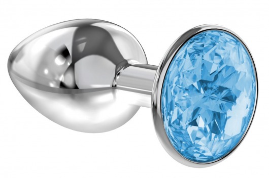 Малая серебристая анальная пробка Diamond Light blue Sparkle Small с голубым кристаллом - 7 см. - Lola Games - купить с доставкой в Димитровграде