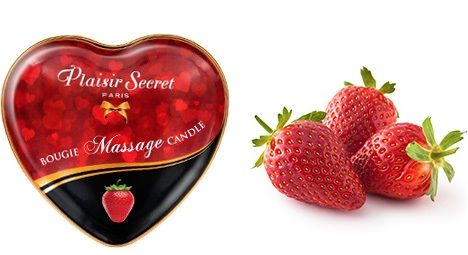Массажная свеча с ароматом клубники Bougie Massage Candle - 35 мл. - Plaisir Secret - купить с доставкой в Димитровграде
