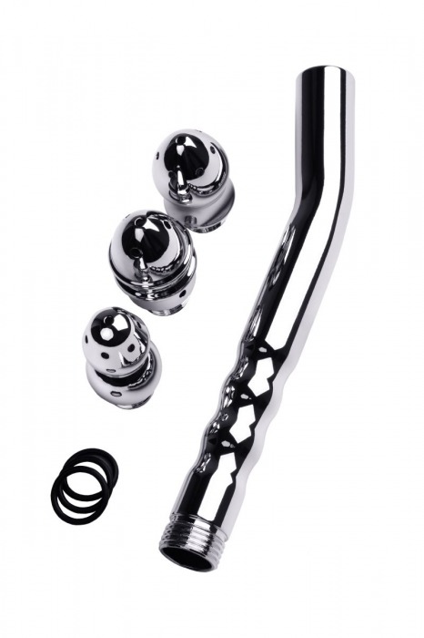 Металлический анальный душ с тремя насадками - ToyFa - купить с доставкой в Димитровграде