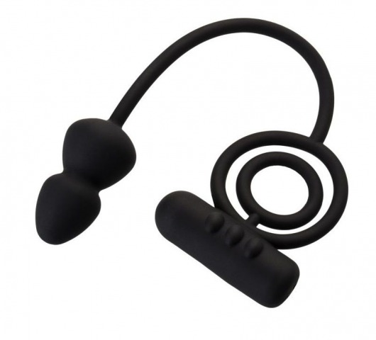 Чёрное эрекционное кольцо с вибропулькой и анальным хвостом - Erotist Adult Toys - в Димитровграде купить с доставкой