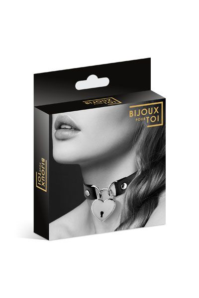 Черный чокер с замком в форме сердца - Bijoux Pour Toi - купить с доставкой в Димитровграде