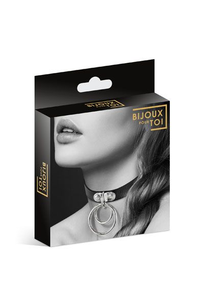 Черный чокер с двумя кольцами - Bijoux Pour Toi - купить с доставкой в Димитровграде