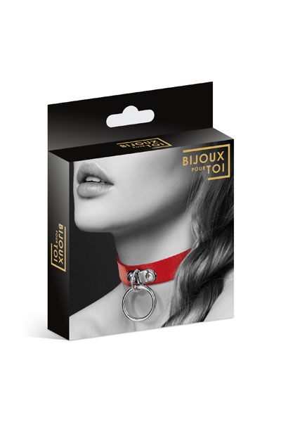 Красный узенький чокер с кольцом - Bijoux Pour Toi - купить с доставкой в Димитровграде