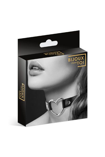 Чёрный чокер с кольцом в форме сердца - Bijoux Pour Toi - купить с доставкой в Димитровграде