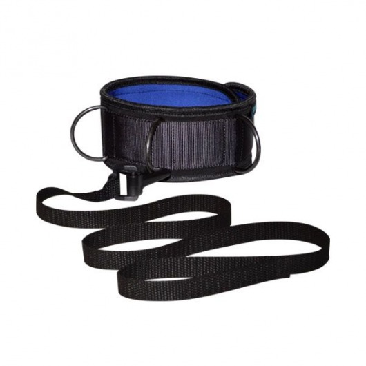 Чёрно-синий неопреновый ошейник с поводком - Sitabella - купить с доставкой в Димитровграде