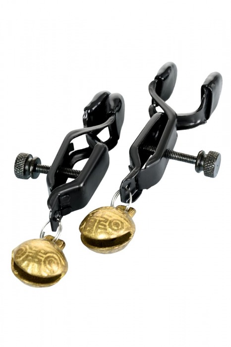 Черно-золотистые зажимы для сосков TOYFA Theatre - ToyFa - купить с доставкой в Димитровграде