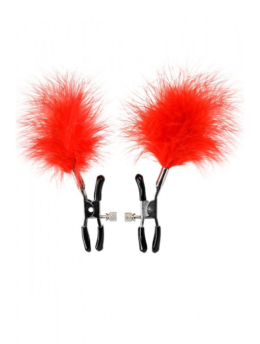 Зажимы для сосков с красным пухом Theatre - ToyFa - купить с доставкой в Димитровграде