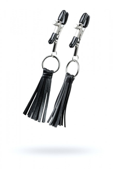 Черно-серебристые зажимы для сосков Theatre с кисточками - ToyFa - купить с доставкой в Димитровграде