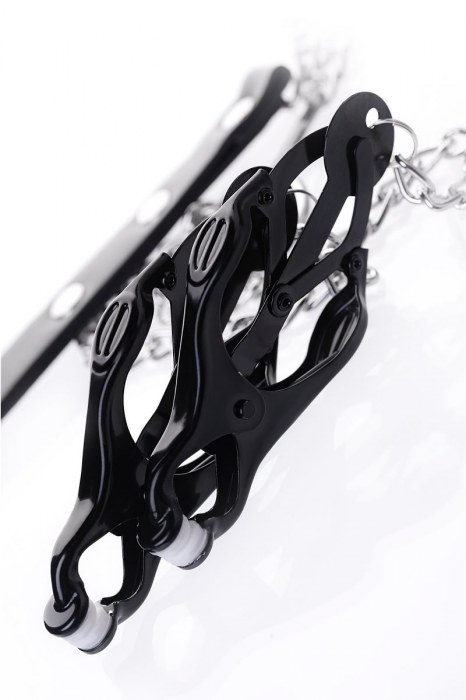 Черно-серебристые зажимы для сосков с кольцом для пениса TOYFA Metal - ToyFa - купить с доставкой в Димитровграде
